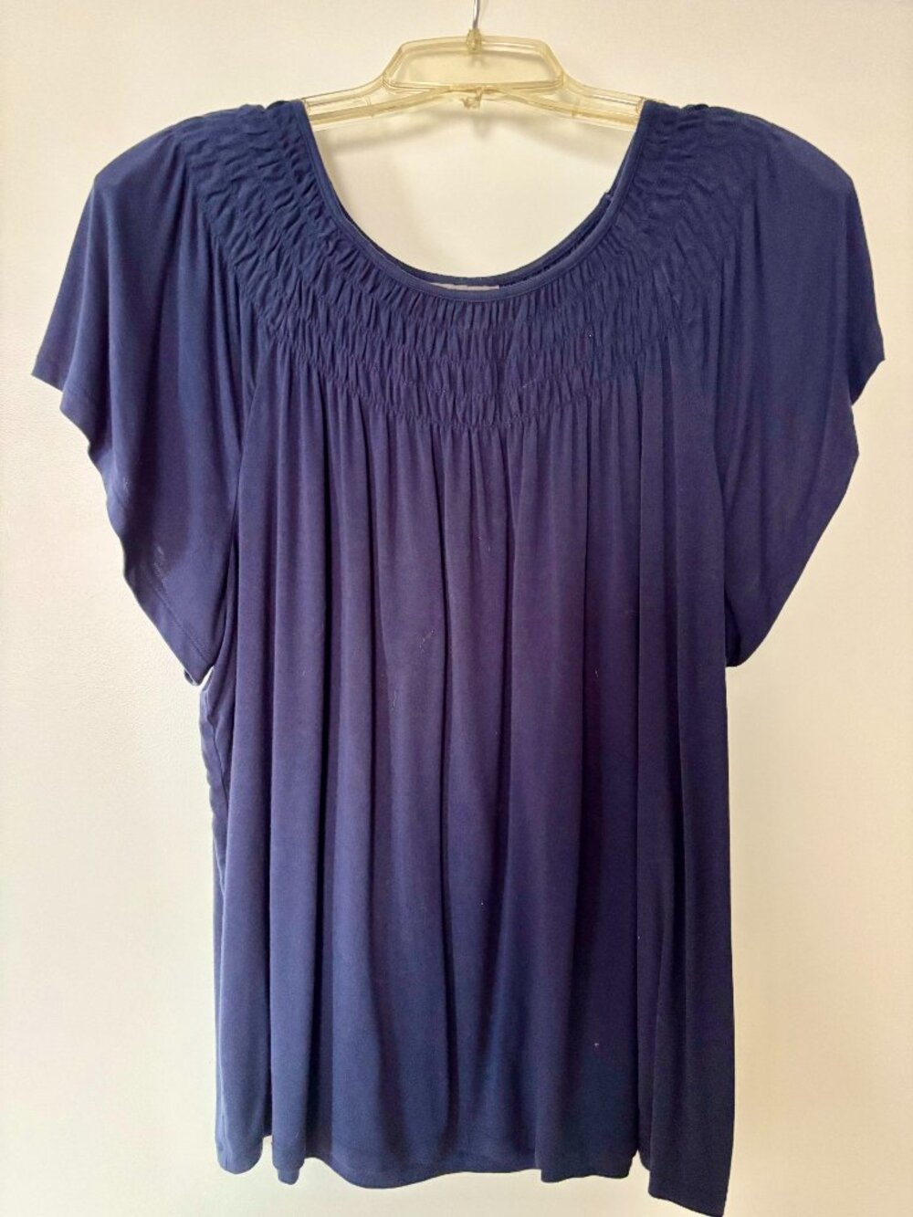 Style & Co. navy blue drapey blouse in size L